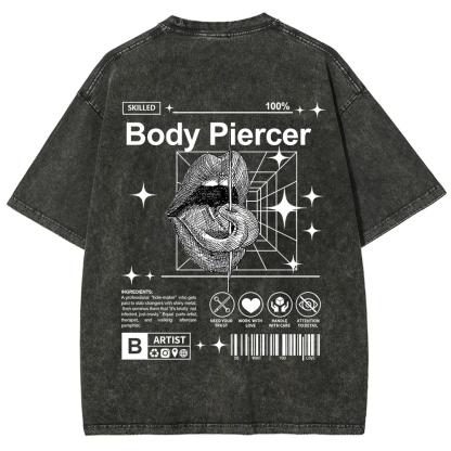 Body Piercer Casual Unisex Fit Washed T-Shirt