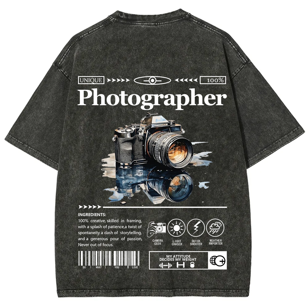 Photographer Unisex Fit Washed T-Shirt
