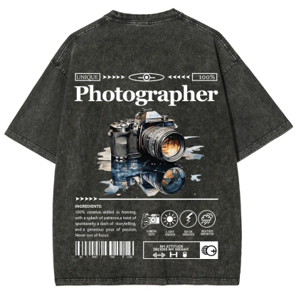 Photographer Unisex Fit Washed T-Shirt
