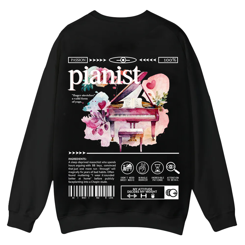 Pianist Casual Crewneck Sweatshirt wearishow