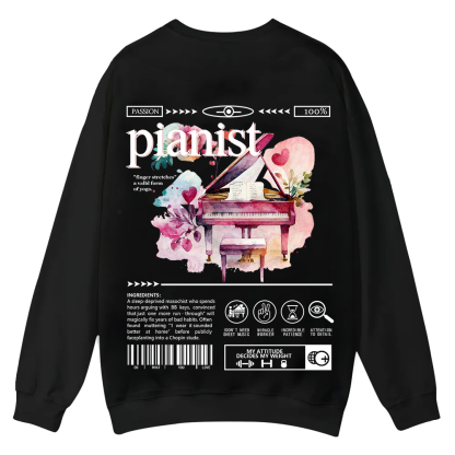 Pianist Casual Crewneck Sweatshirt wearishow