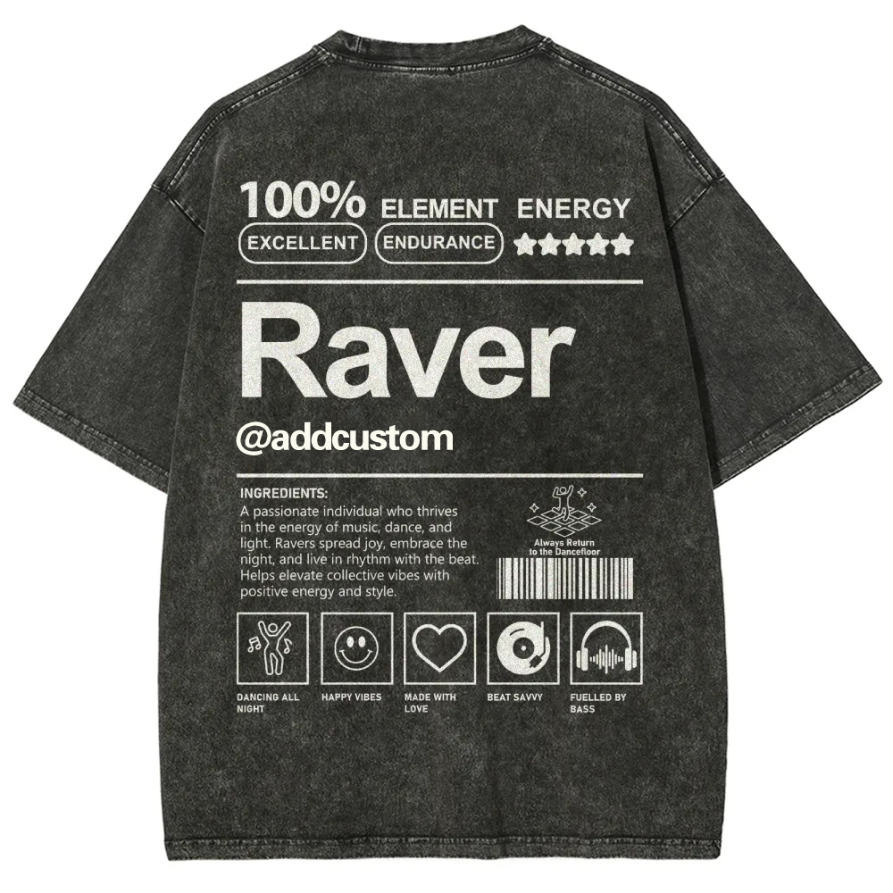 Addcustom Raver Unisex Fit Washed T-Shirt wearishow