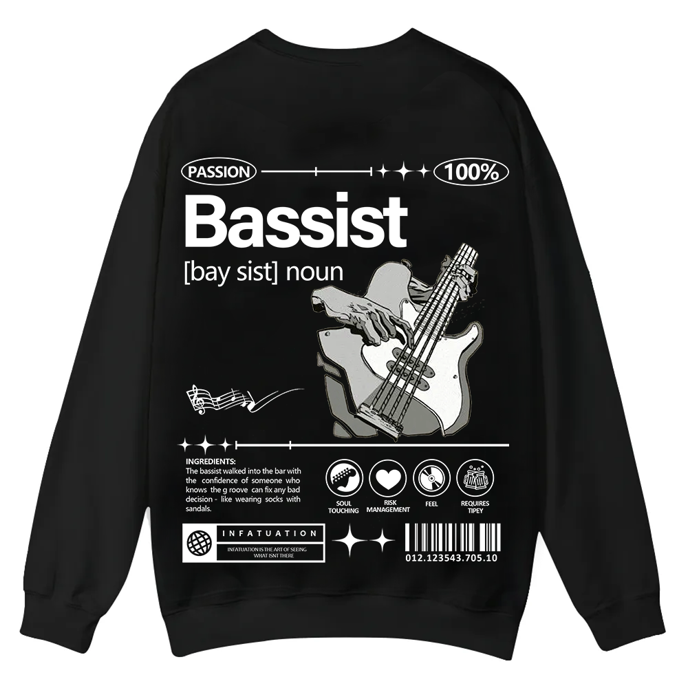 Bassist Casual Crewneck Sweatshirt wearishow