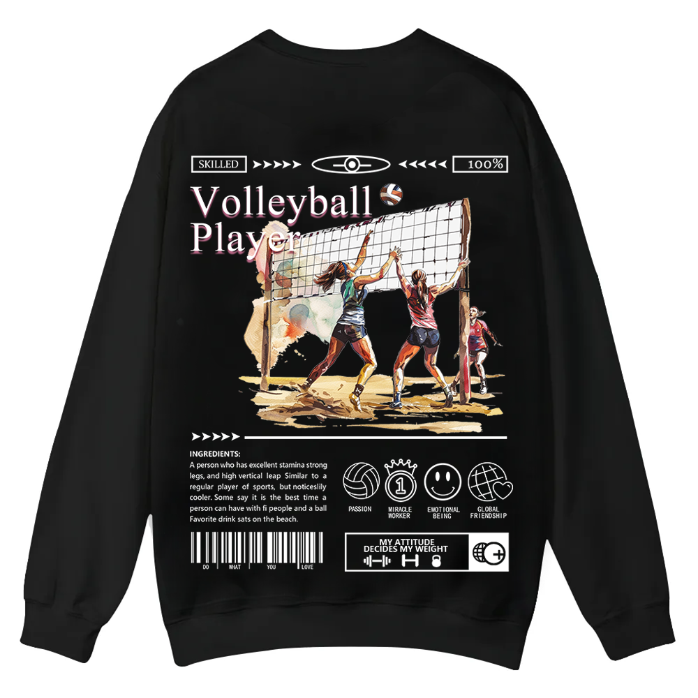 Volleyball Player Casual Crewneck Sweatshirt wearishow