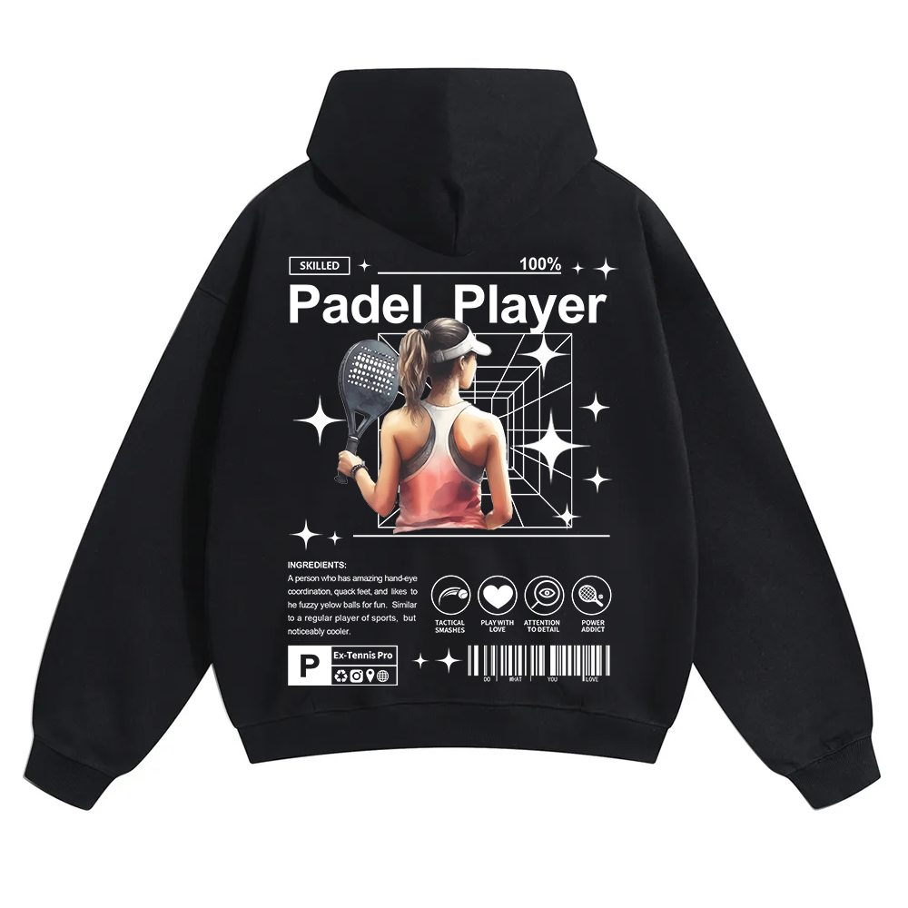 Padel Player Unisex Solid Color Hoodie wearishow