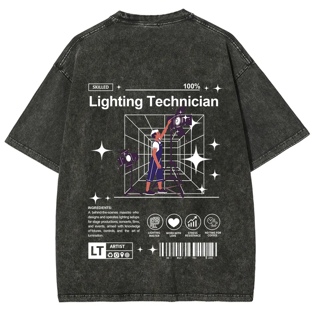 Lighting Technician Unisex Fit Washed T-Shirt