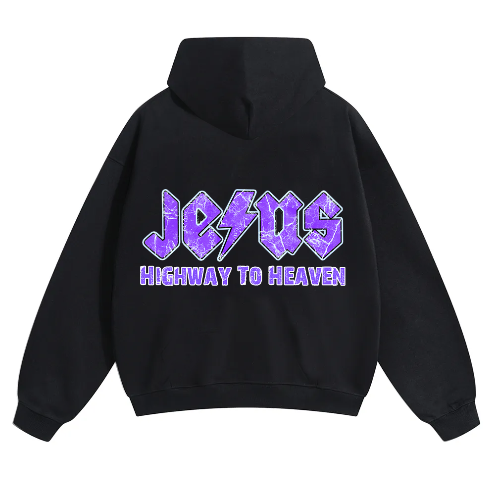 Jesus Highway To Heaven Unisex Solid Color Hoodie wearishow