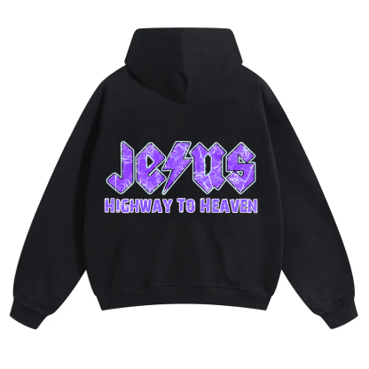 Jesus Highway To Heaven Unisex Solid Color Hoodie wearishow