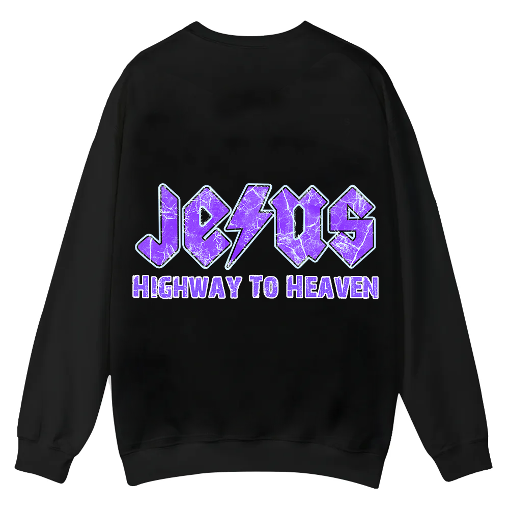 Jesus Highway To Heaven Casual Crewneck Sweatshirt wearishow