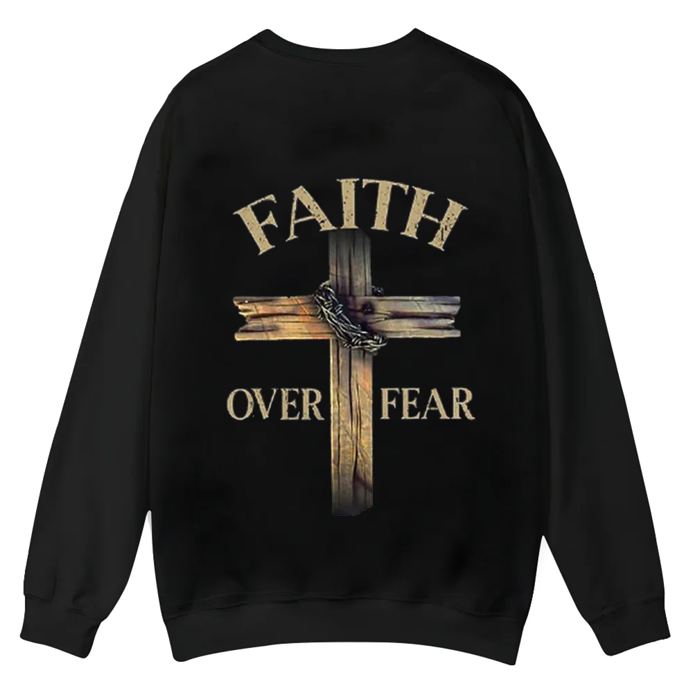 Faith Over Fear Cross Casual Crewneck Sweatshirt wearishow