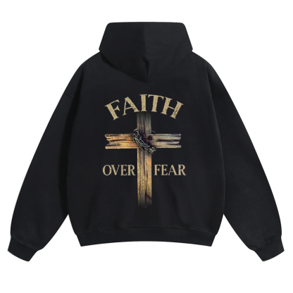 Faith Over Fear Cross Unisex Solid Color Hoodie wearishow