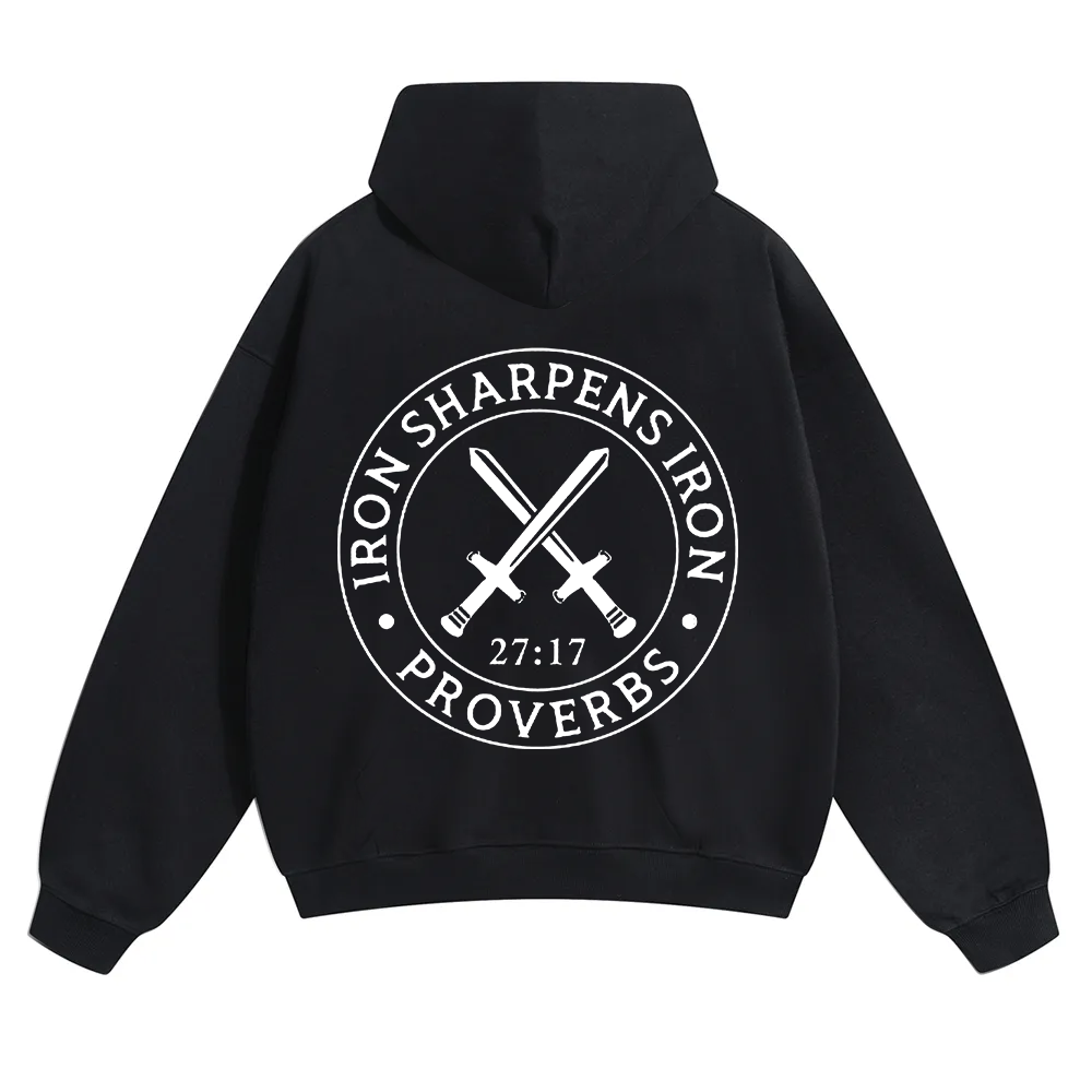 Iron Sharpens Iron PRVOERBS 27:17 Christian Unisex Solid Color Hoodie wearishow