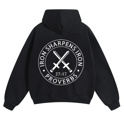 Iron Sharpens Iron PRVOERBS 27:17 Christian Unisex Solid Color Hoodie wearishow