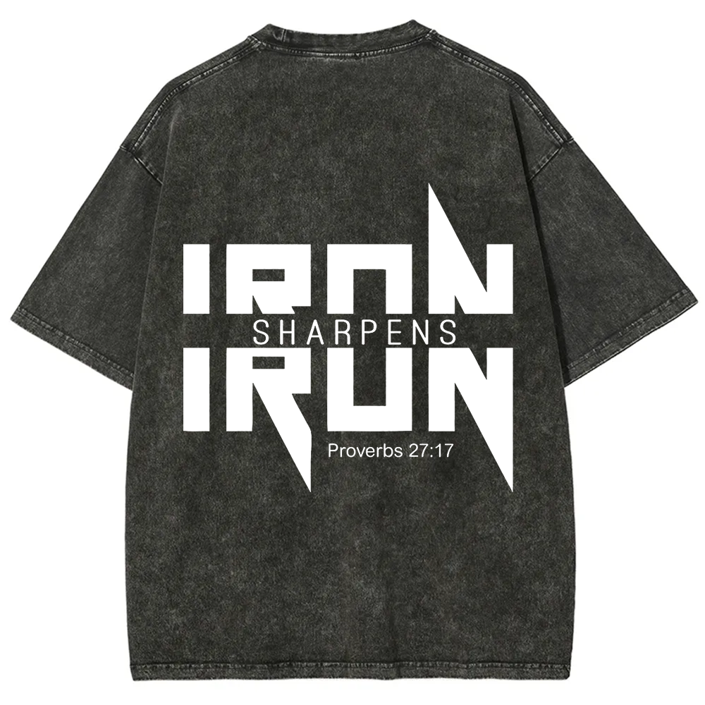 Iron Sharpens Iron Christian Unisex Fit Washed T-Shirt