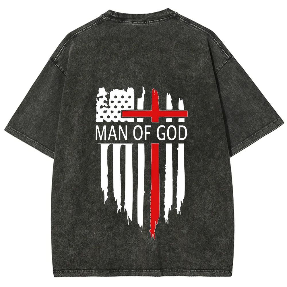 Man Of God Chrsitian Unisex Fit Washed T-Shirt