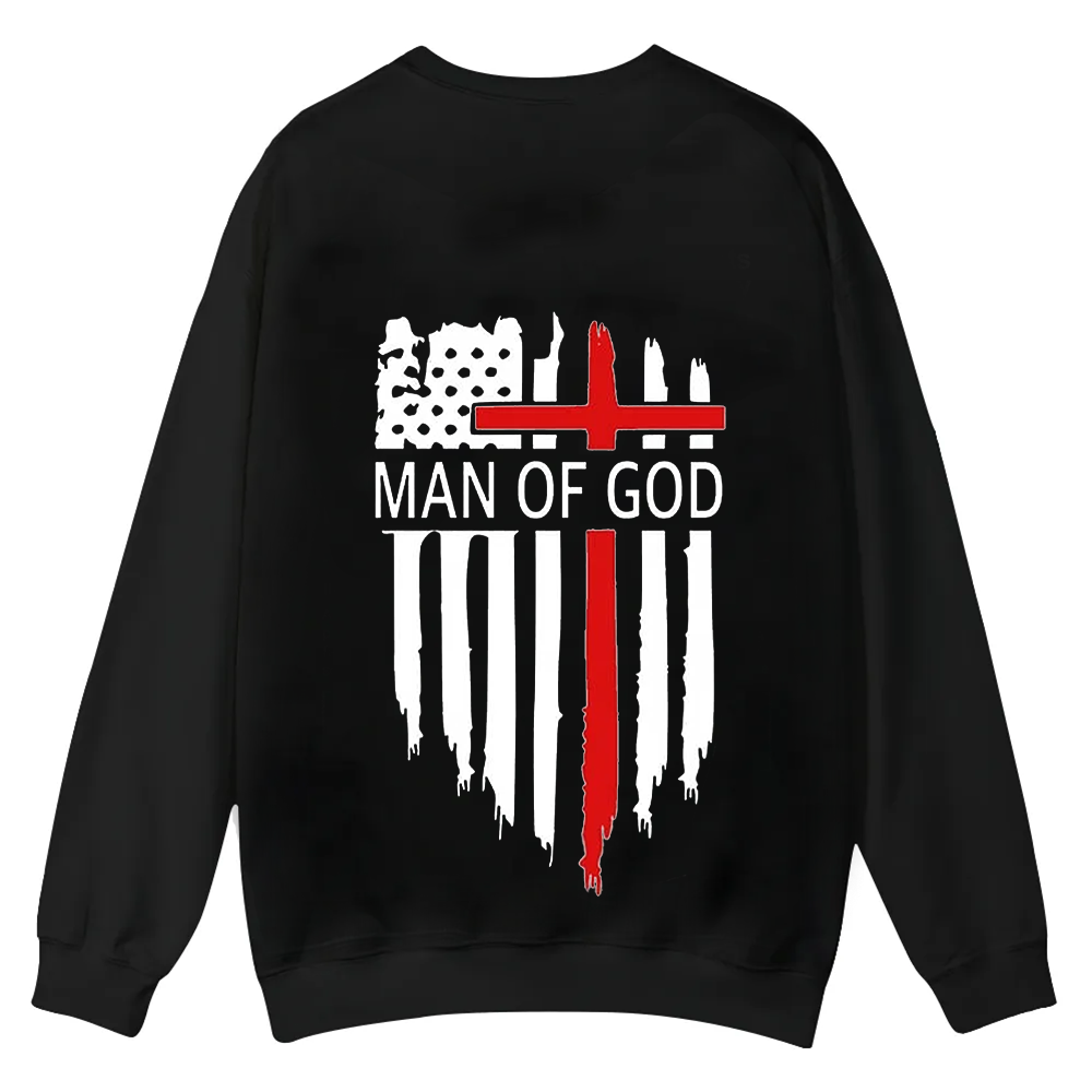 Man Of God Chrsitian Casual Crewneck Sweatshirt wearishow