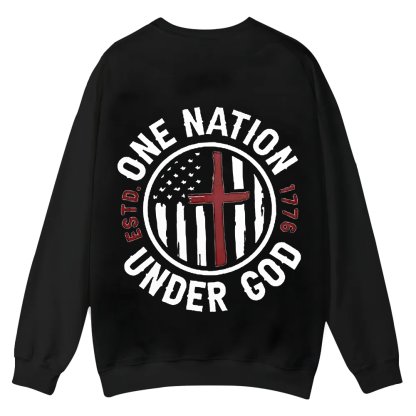 One Nation Under God ESTD 1776 Casual Crewneck Sweatshirt wearishow