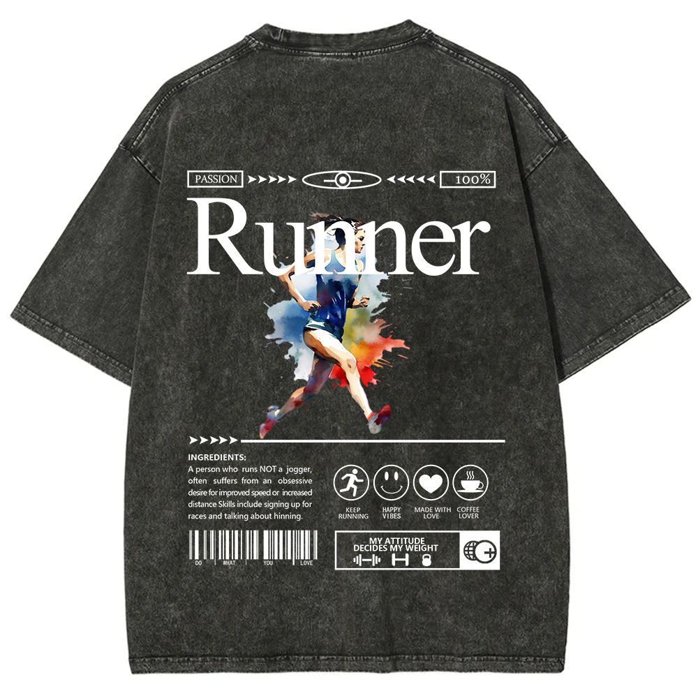 Runner Unisex Fit Washed T-Shirt