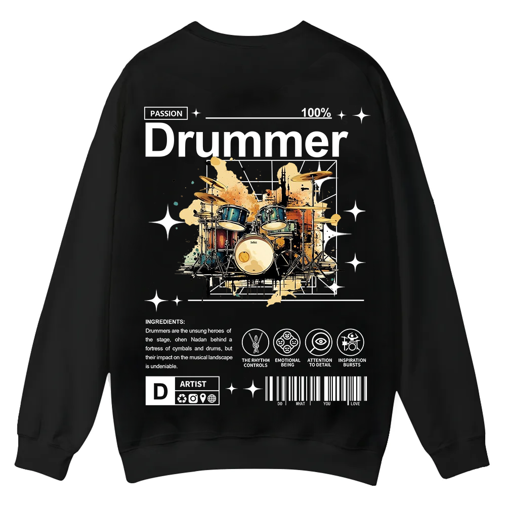 Drummer Casual Crewneck Sweatshirt wearishow