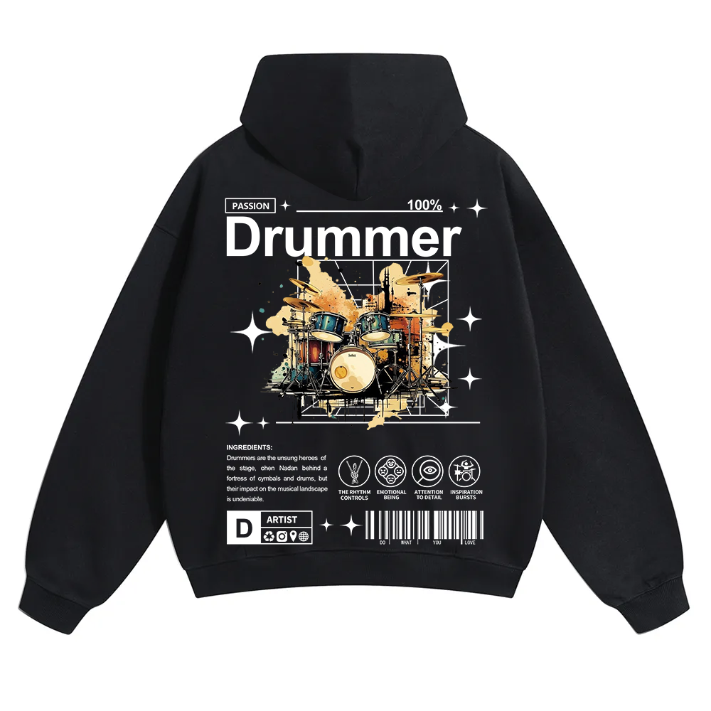 Drummer Unisex Solid Color Hoodie wearishow