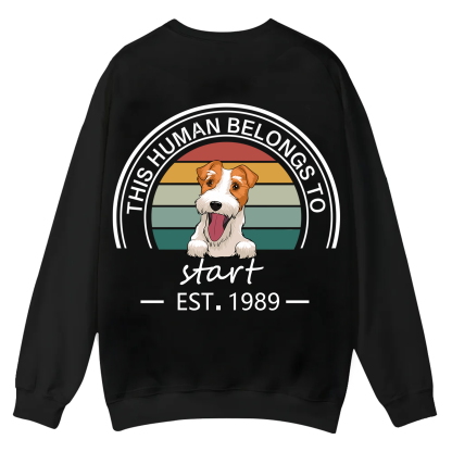 This Human Belongs To - Personalized Custom Unisex Casual Crewneck Sweatshirt