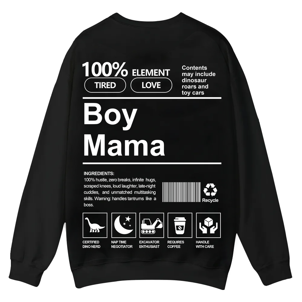 Boy Mama Casual Crewneck Sweatshirt wearishow