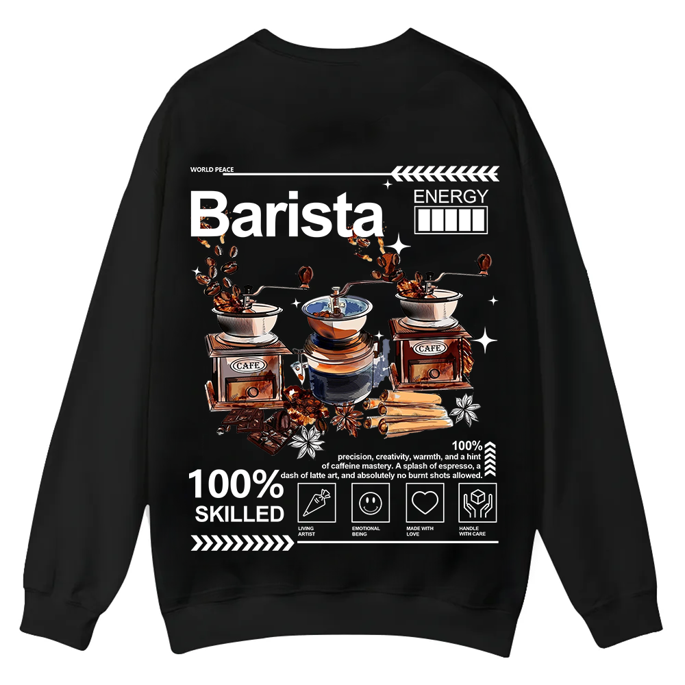 Barista Casual Crewneck Sweatshirt wearishow