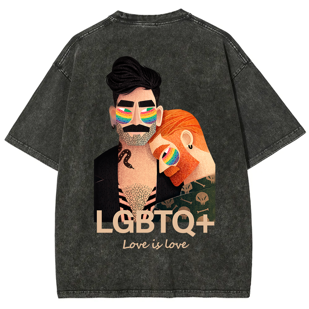Lgbtq+ Love Is Love Unisex Fit Washed T-Shirt