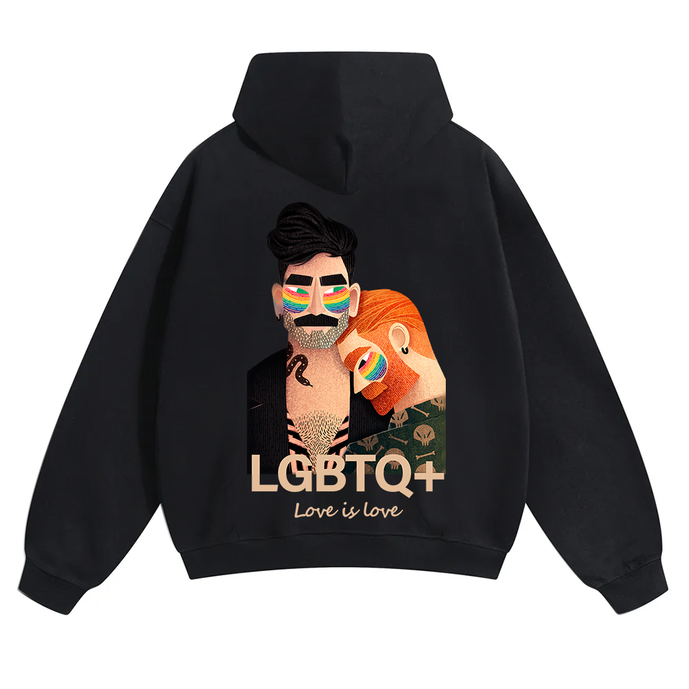 Lgbtq+ Love Is Love Unisex Solid Color Hoodie wearishow