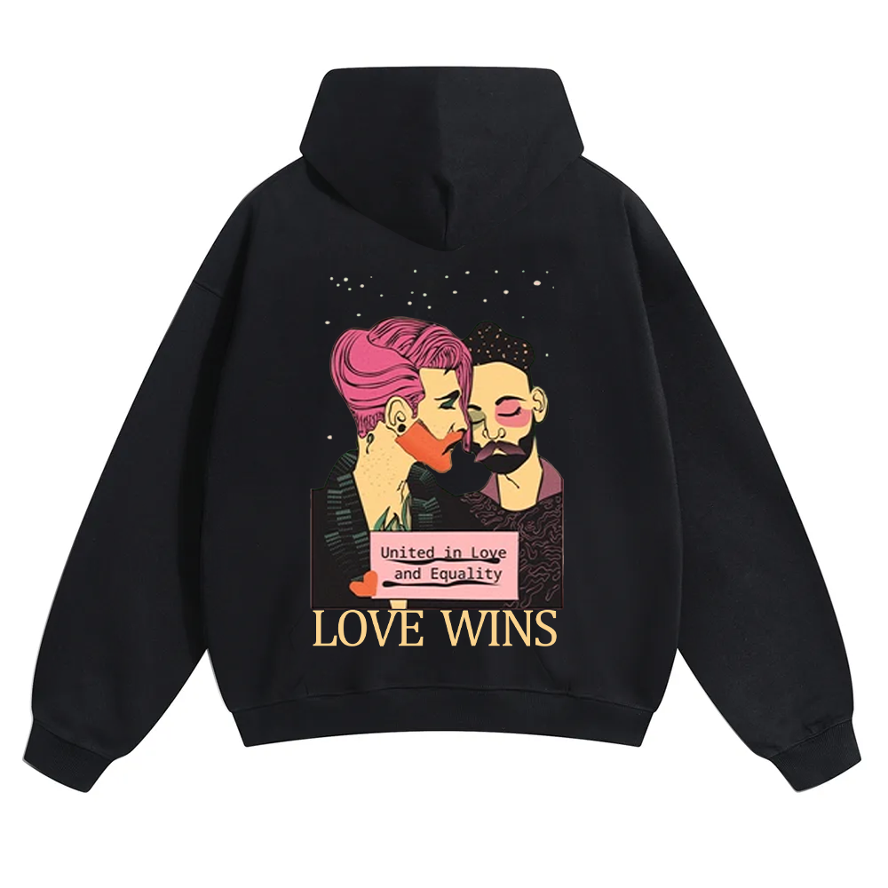 United in Love and Equality Love Wins Unisex Solid Color Hoodie wearishow