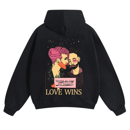 United in Love and Equality Love Wins Unisex Solid Color Hoodie wearishow