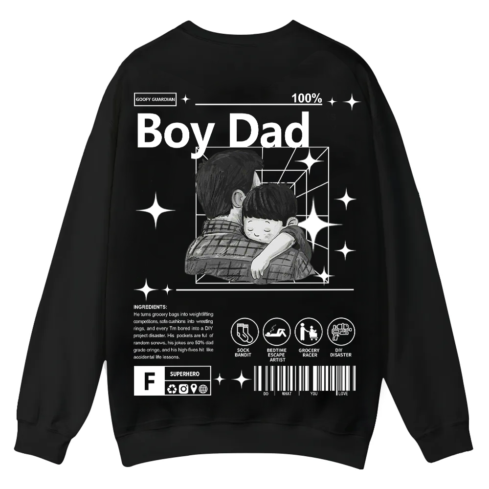 Boy Dad Casual Crewneck Sweatshirt wearishow