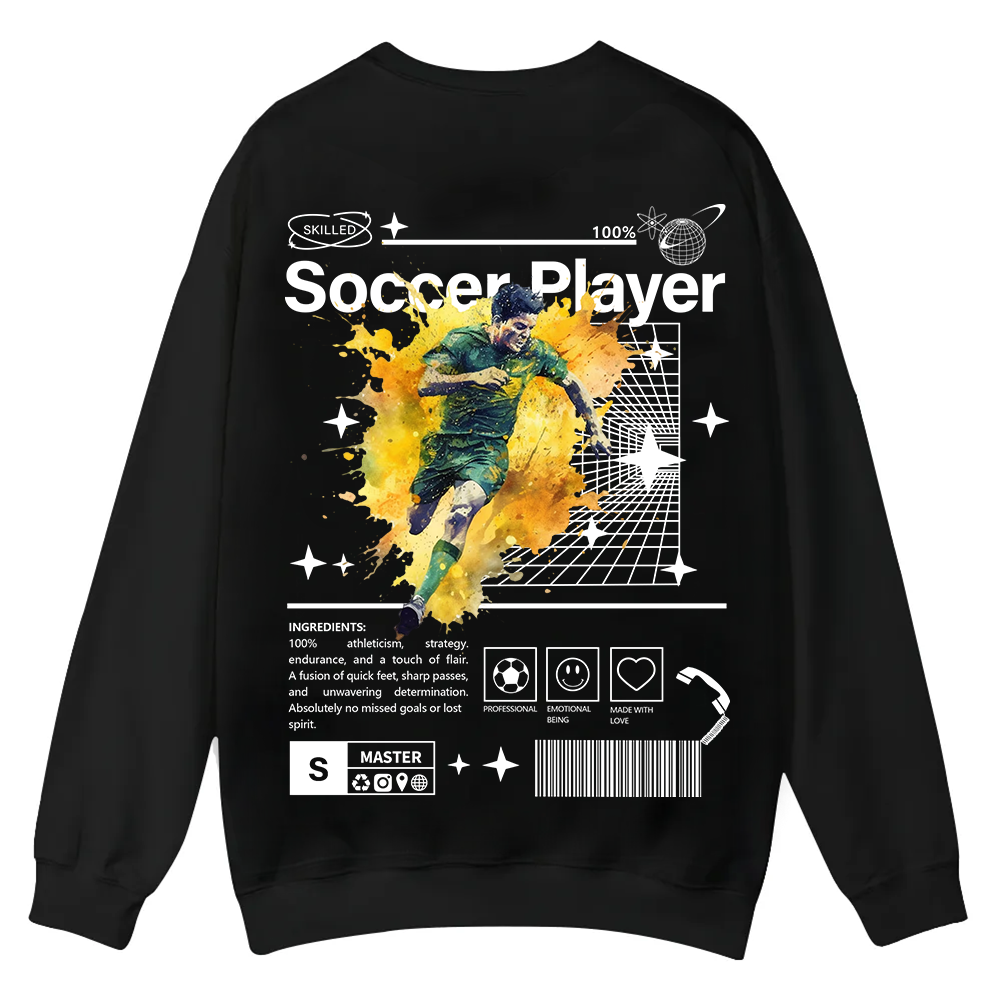 Soccer Player Casual Crewneck Sweatshirt wearishow