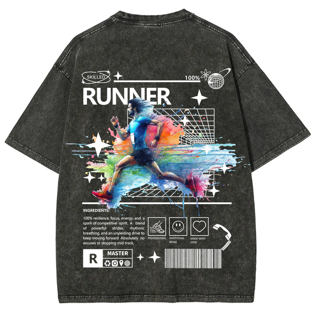 Runner Unisex Fit Washed T-Shirt
