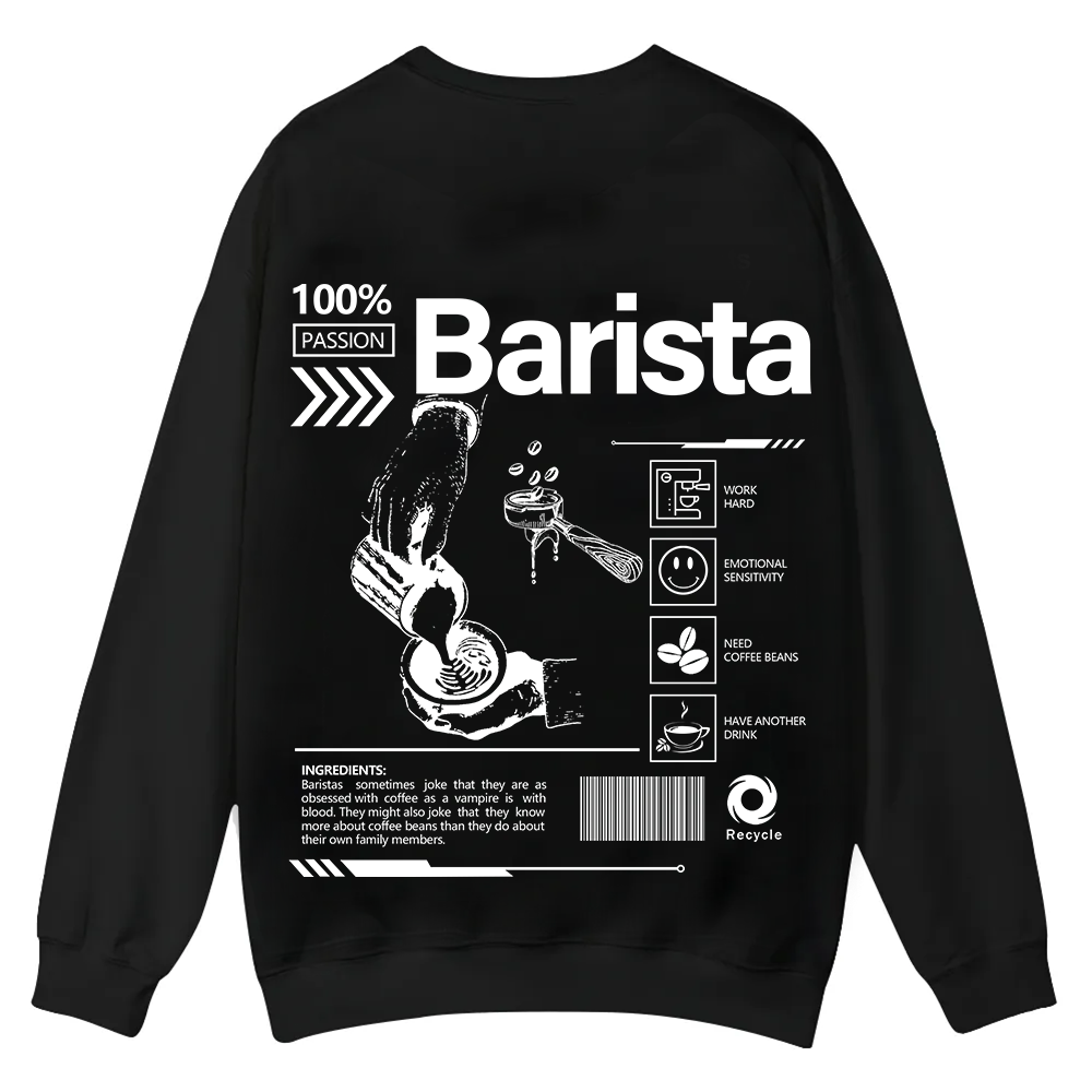 Barista Casual Crewneck Sweatshirt wearishow