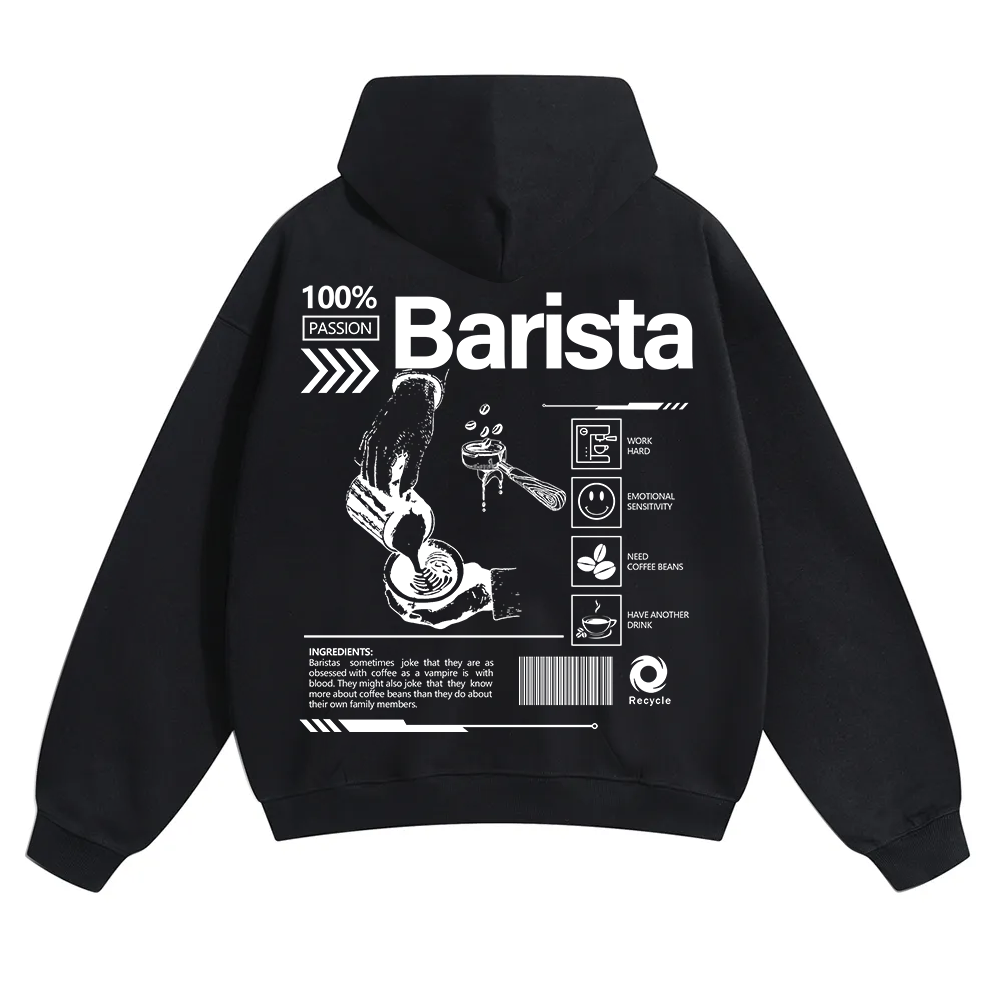 Barista Unisex Solid Color Hoodie wearishow