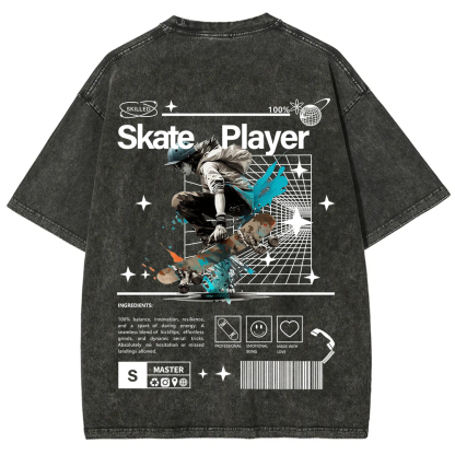 Skate Player  Unisex Fit Washed T-Shirt