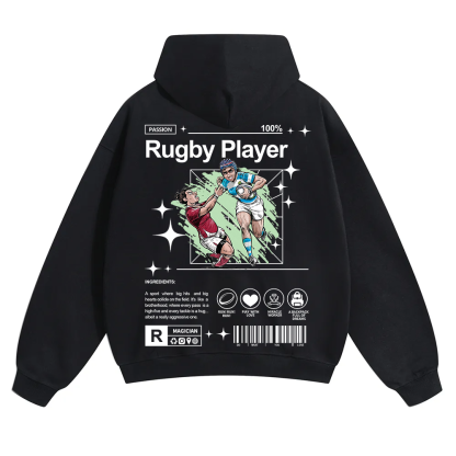 Rugby Player Unisex Solid Color Hoodie wearishow