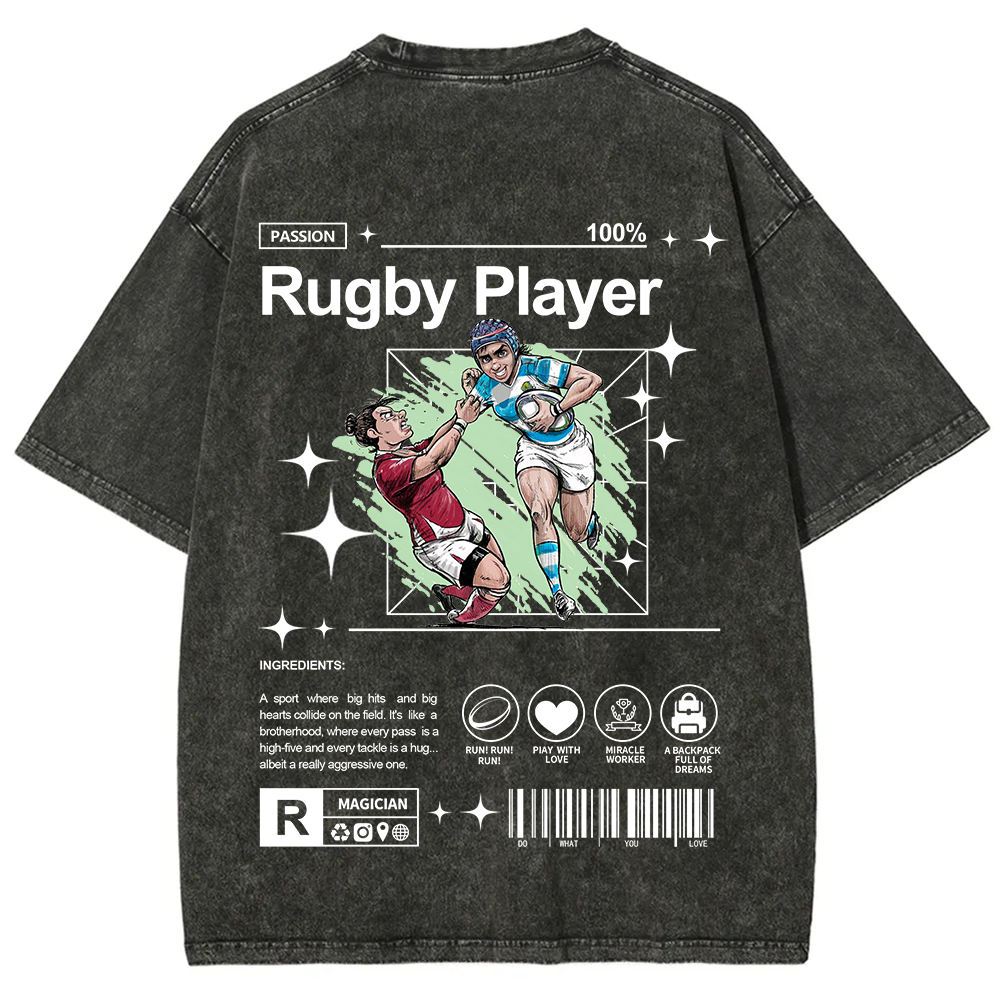 Rugby Player Unisex Fit Washed T-Shirt