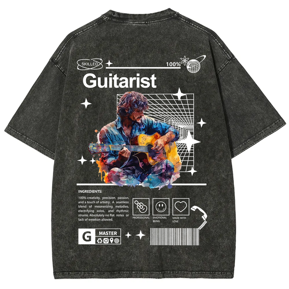 Guitarist Unisex Fit Washed T-Shirt