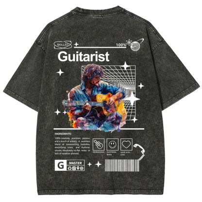 Guitarist Unisex Fit Washed T-Shirt