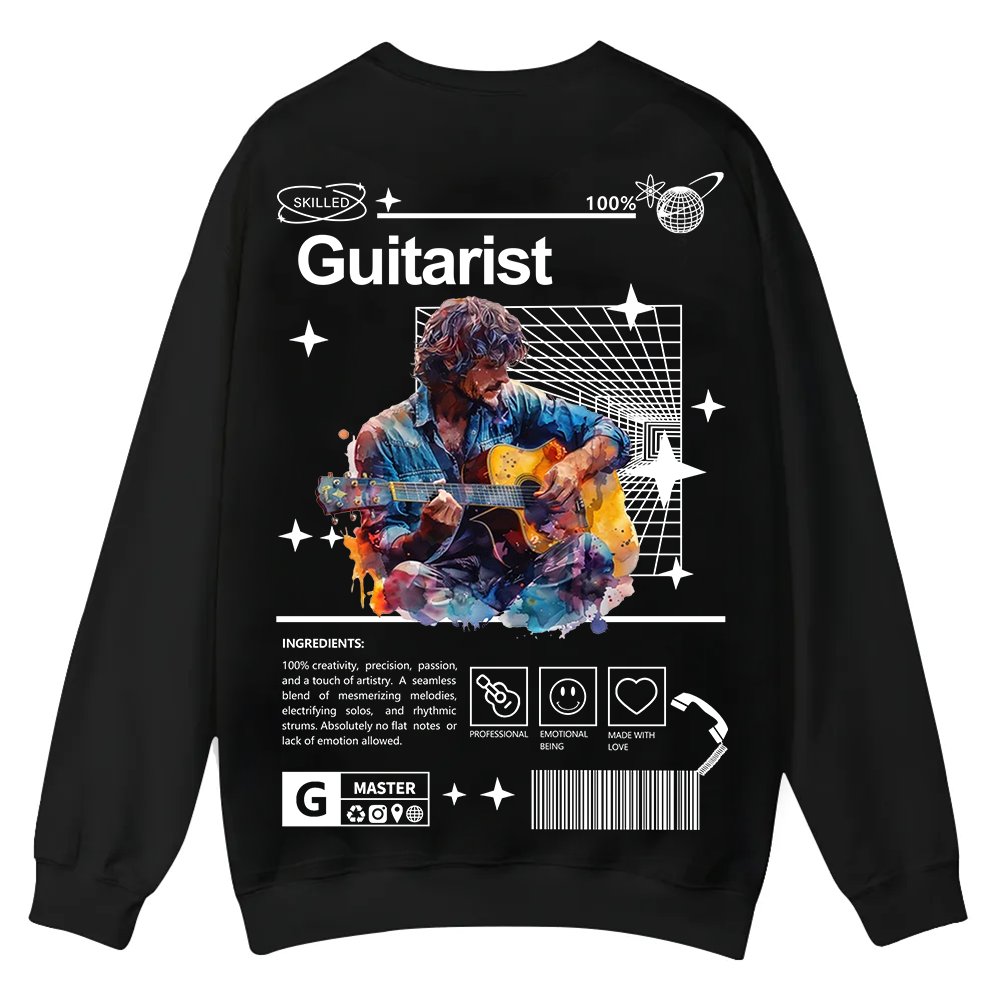 Guitarist Casual Crewneck Sweatshirt wearishow