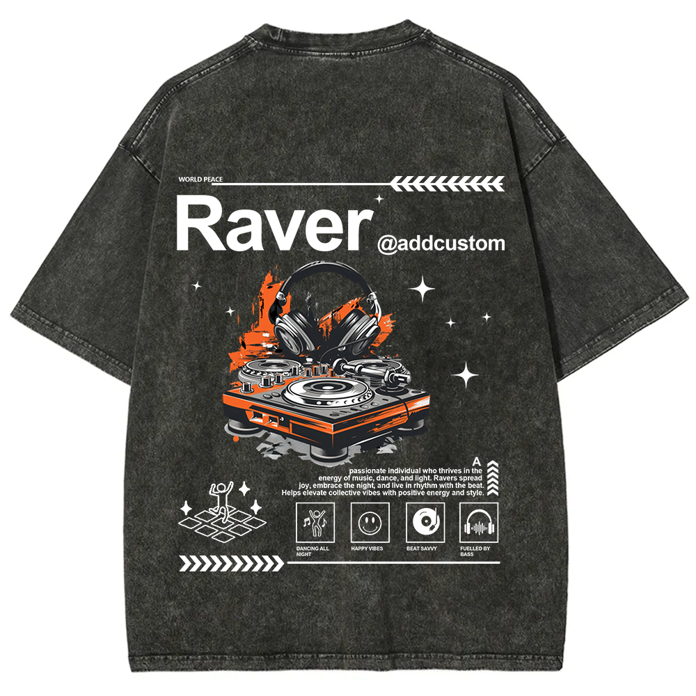 Addcustom Raver Unisex Fit Washed T-Shirt