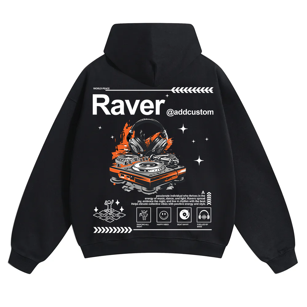 Addcustom Raver Unisex Solid Color Hoodie wearishow
