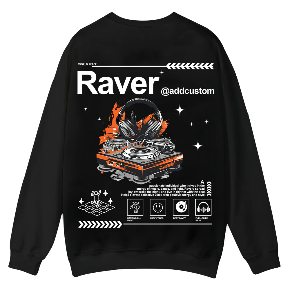Addcustom Raver Casual Crewneck Sweatshirt wearishow