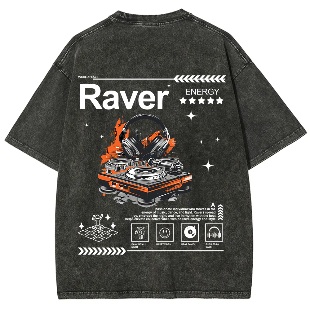 Raver Unisex Fit Washed T-Shirt
