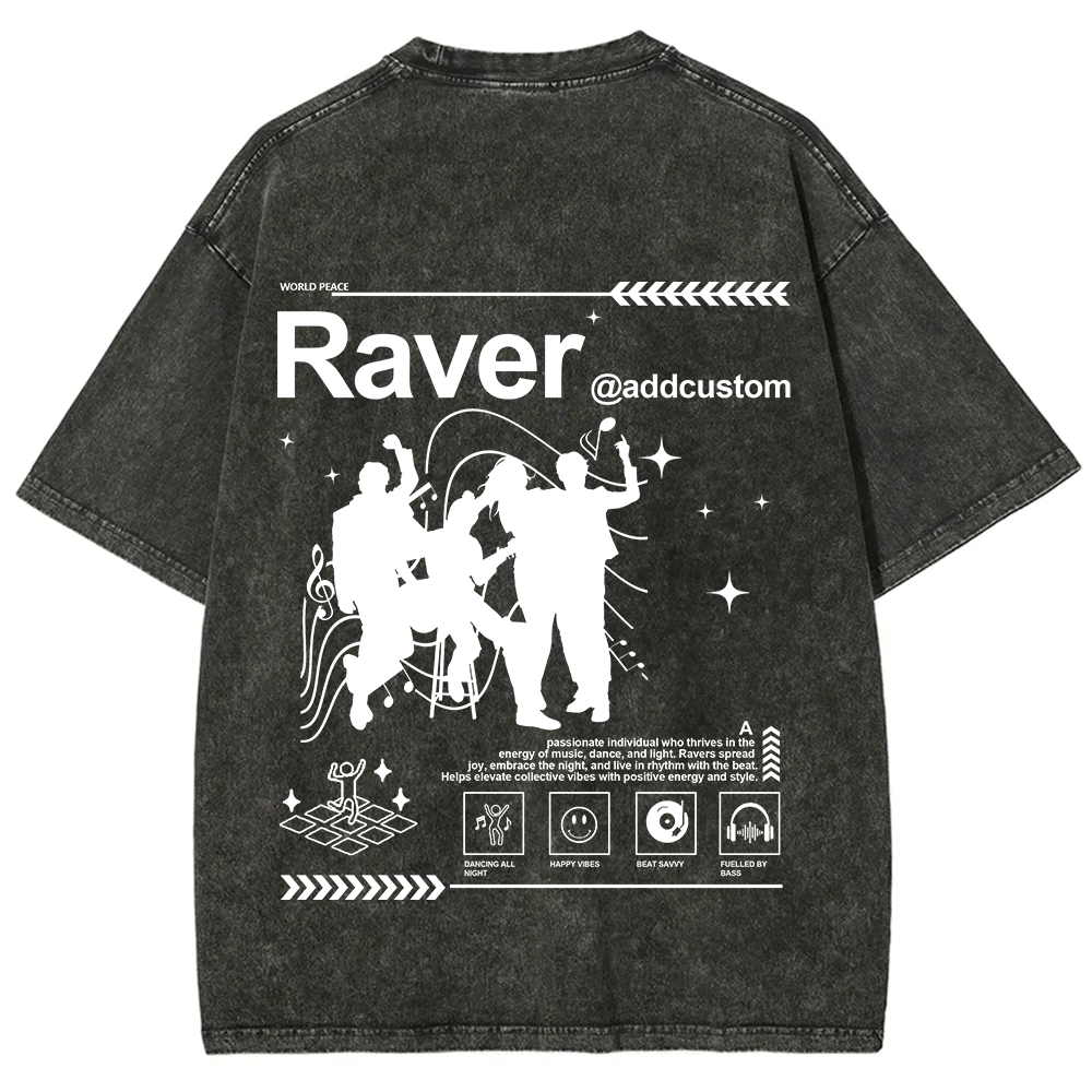 Addcustom Raver Unisex Fit Washed T-Shirt