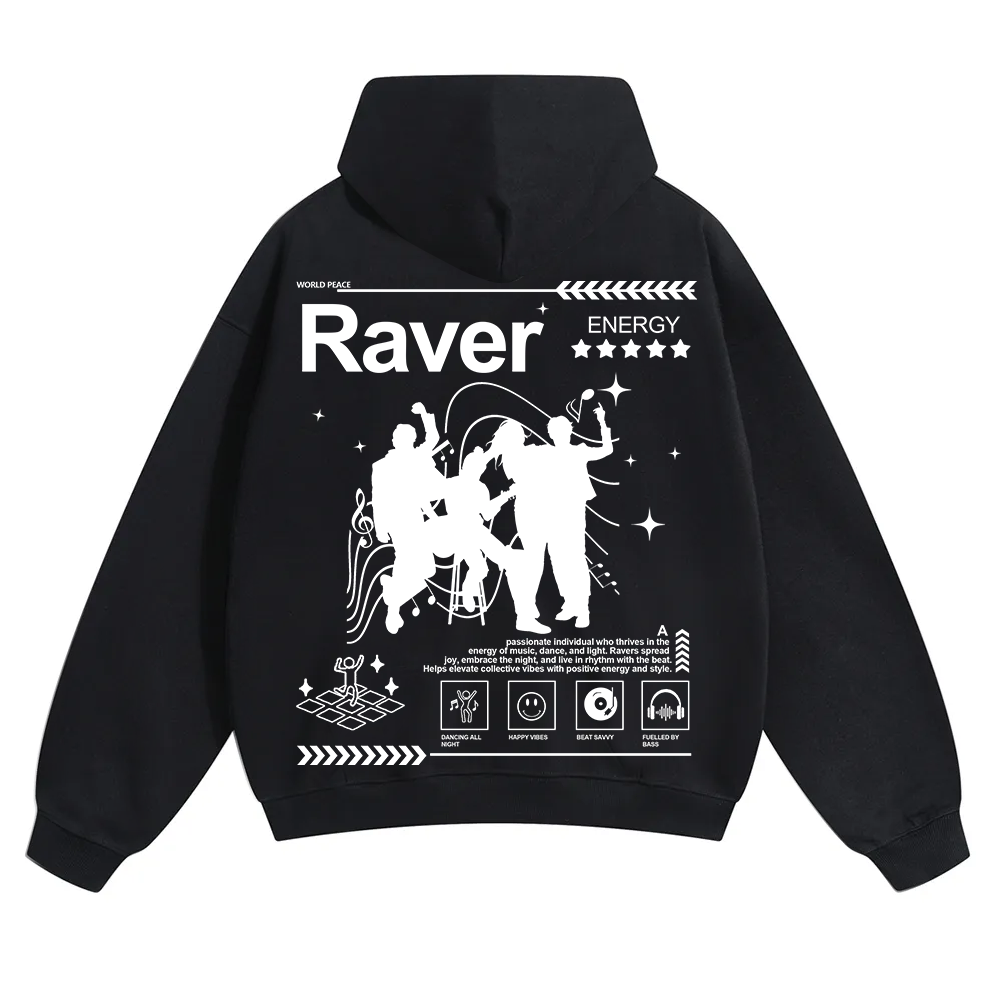 Raver Unisex Solid Color Hoodie wearishow