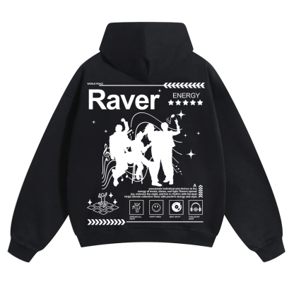 Raver Unisex Solid Color Hoodie wearishow
