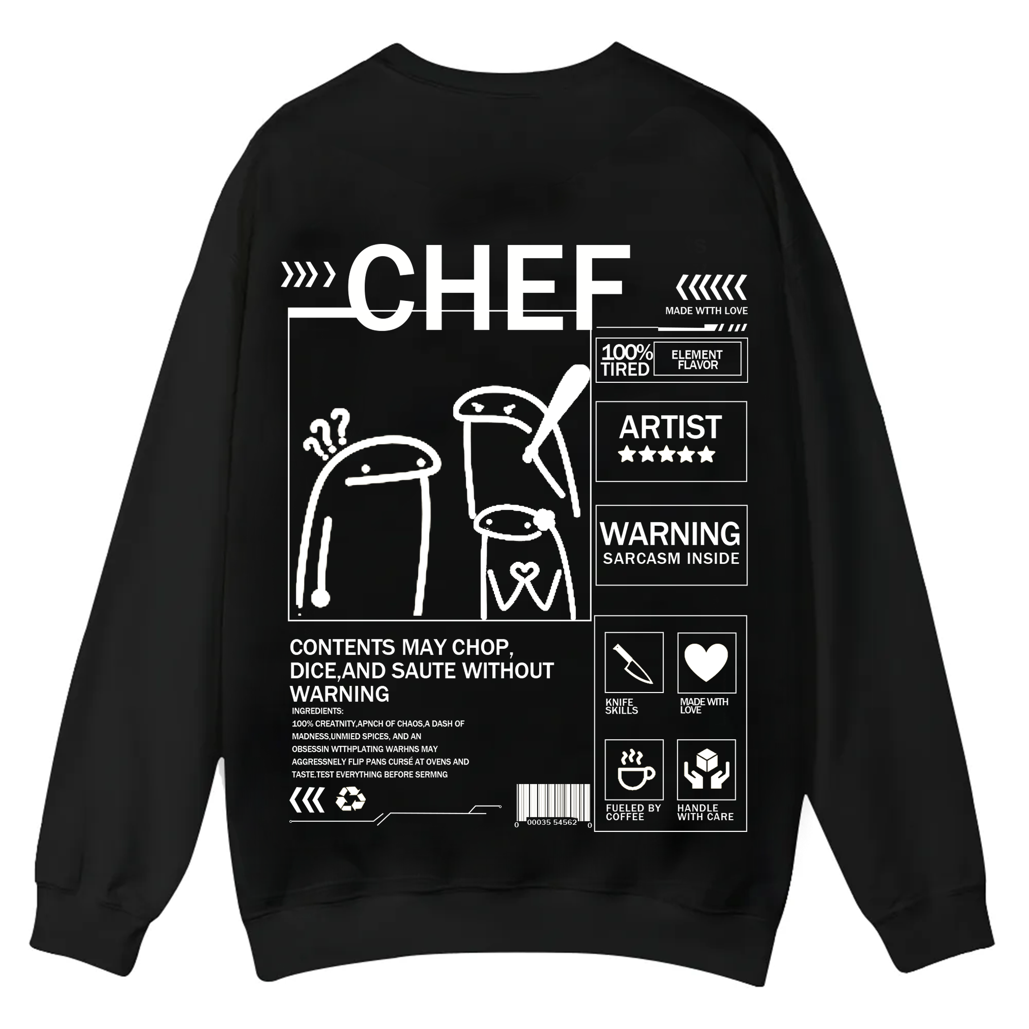 Chef Solid Color Unisex Casual Crewneck Sweatshirt